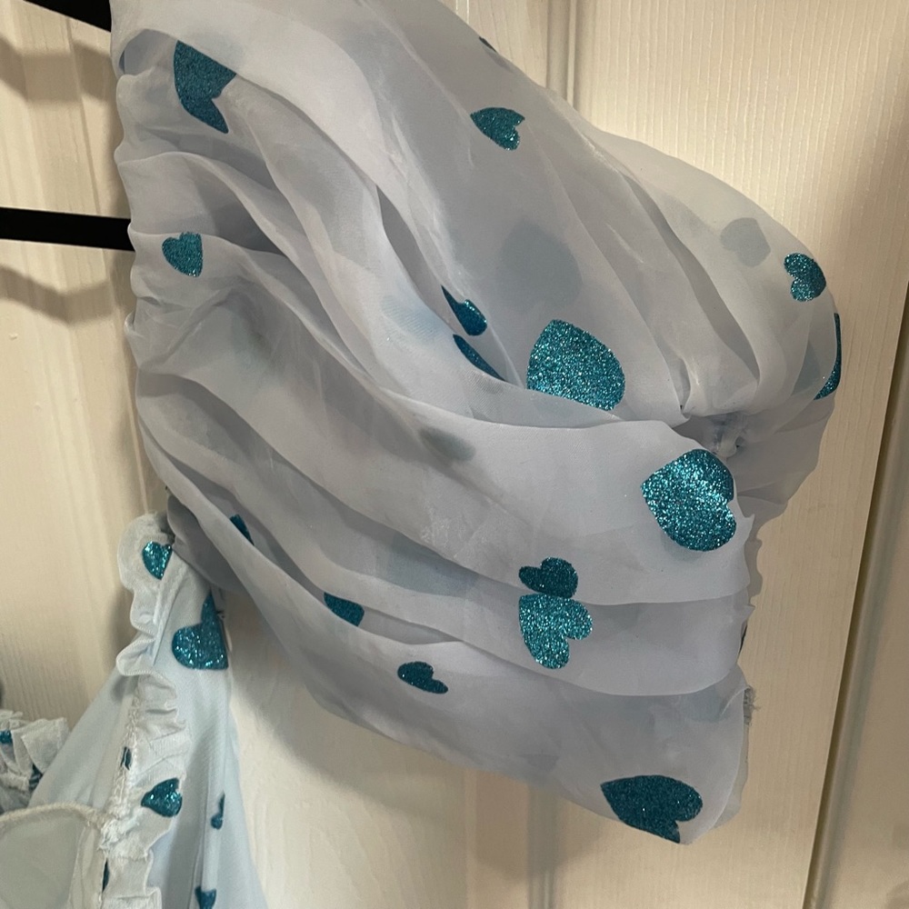 NWT - Asos Curve Lace and Beads Blue Heart Tulle Dress - Size UK 26 (US 22) - Picture 7 of 11